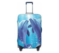 LHBWCVN Dolphins in Love Housse de bagage pour valise, approuvée TSA, lavable pour valise de 45,7 à 81,3 cm, anti-rayures, housse de bagage de voyage, Noir , S