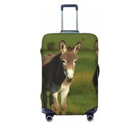LHBWCVN Donkey on Green Meadow Housse de bagage pour valise, approuvée TSA, lavable, convient aux valises de 45,7 à 81,3 cm, anti-rayures, noir, taille L, Noir, L