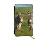 Lhbwcvn Donkey On Green Meadow - Portefeuille en cuir pour homme et femme - Portefeuille de grande capacité avec fermeture éclair pour téléphone portable - Noir - Taille unique, Noir , Taille unique