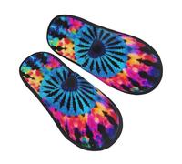 LHBWCVN Exotic Tribe Pantoufles en mousse à mémoire de forme pour femme et homme - Style tie-dye - Pantoufles d'intérieur et d'extérieur décontractées pour chambre à coucher, Noir, Medium Women/Medium