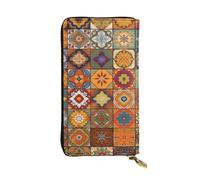 Lhbwcvn Group of Portefeuille géométrique marocain pour homme et femme - Portefeuille en cuir avec blocage RFID - Grande capacité - Porte-cartes de crédit - Porte-monnaie avec fermeture éclair -