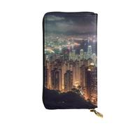 Lhbwcvn Hong Kong Portefeuille en cuir pour homme et femme avec blocage RFID, grande capacité, porte-cartes de crédit, porte-monnaie avec fermeture éclair, support de téléphone, sac à main de voyage,