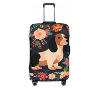 LHBWCVN Housse de bagage à motif floral teckel pour valise, approuvée par la TSA, protection lavable pour valise de 45,7 à 81,3 cm, anti-rayures, housse de bagage de voyage, Noir , M