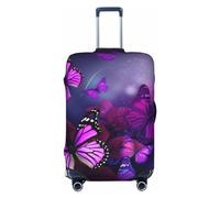LHBWCVN Housse de bagage à motif papillons violets approuvée par la TSA, protection lavable pour valise de 45,7 à 81,3 cm, anti-rayures, housse de bagage de voyage, Noir , XL