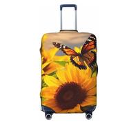 LHBWCVN Housse de bagage à motif tournesol et papillon pour valise, approuvée TSA, lavable pour valise de 45,7 à 81,3 cm, anti-rayures, housse de bagage de voyage, Noir , L