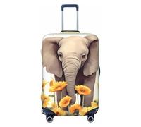 LHBWCVN Housse de bagage éléphant et tournesol pour valise, approuvée TSA, lavable pour valise de 45,7 à 81,3 cm, anti-rayures, housse de bagage de voyage, Noir , M