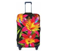 LHBWCVN Housse de bagage hawaïenne à fleurs colorées pour valise, approuvée par la TSA, protection lavable pour valise de 45,7 à 81,3 cm, anti-rayures, housse de bagage de voyage, Noir , L