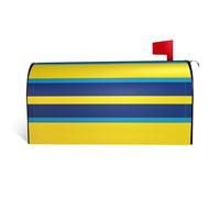 LHBWCVN Housse de boîte aux lettres magnétique à rayures jaunes et bleues, couverture de boîte aux lettres décorative pour jardin, cour, décoration de boîte aux lettres surdimensionnée, 64,8 x 53,3 cm
