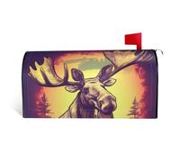 LHBWCVN Housse de boîte aux lettres magnétique Cool Moose - Couverture de boîte aux lettres personnalisée - Pour jardin, cour, décoration de boîte aux lettres surdimensionnée standard - 53,3 x 45,7 cm