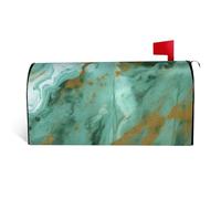 LHBWCVN Housse de boîte aux lettres magnétique en marbre vert et doré, housse décorative de boîte aux lettres de bienvenue pour jardin, cour, décoration de boîte aux lettres surdimensionnée standard