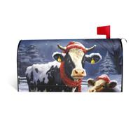 LHBWCVN Housse de boîte aux lettres magnétique personnalisée pour boîte aux lettres de Noël, motif vache enneigée, décoration de boîte aux lettres de bienvenue pour jardin, cour, décoration de boîte