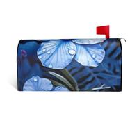 LHBWCVN Housse magnétique de boîte aux lettres à motif de fleurs tropicales bleues, décoration de boîte aux lettres surdimensionnée pour jardin, cour, 53,3 x 45,7 cm