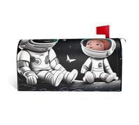 LHBWCVN Housses de boîte aux lettres magnétique personnalisée, motif astronaute et extraterrestre, pour boîte aux lettres de bienvenue pour jardin, cour, décoration de boîte aux lettres