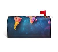 LHBWCVN Housses de boîte aux lettres magnétiques abstraites avec carte du monde - Couverture décorative de boîte aux lettres pour jardin, cour, décoration de boîte aux lettres surdimensionnée standard