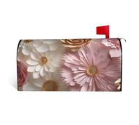 LHBWCVN Housses de boîte aux lettres magnétiques personnalisées à motif de fleurs blanches et dorées pour boîte aux lettres de bienvenue pour jardin, cour, décoration de boîte aux lettres