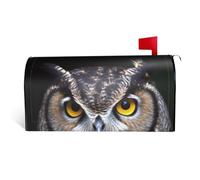 LHBWCVN Housses magnétiques de boîte aux lettres motif hibou aux yeux jaunes, couverture décorative de boîte aux lettres de bienvenue pour jardin, cour, décoration de boîte aux lettres surdimensionnée