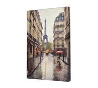 LHBWCVN Impression sur toile murale moderne - Rue pluvieuse à Paris - Décoration murale moderne pour chambre à coucher - 30,5 x 45,7 cm