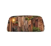 LHBWCVN Italian Street Trousse à crayons de grande capacité en cuir pour homme et femme Trousse de toilette de voyage avec fermeture éclair Grande ouverture, Argenté, One Size