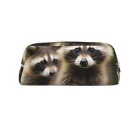 LHBWCVN Jolie trousse à crayons de grande capacité en cuir avec motif raton laveur - Trousse de maquillage esthétique pour homme et femme - Trousse de toilette de voyage avec fermeture éclair - Grande