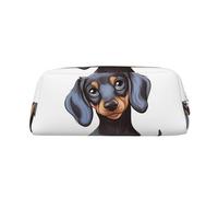 LHBWCVN Jolie trousse à crayons en cuir de grande capacité avec motif teckel - Trousse de maquillage esthétique pour homme et femme - Trousse de toilette de voyage avec fermeture éclair - Grande