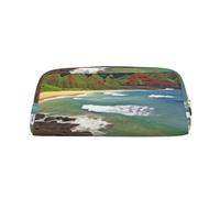 LHBWCVN Kauai - Trousse à crayons hawaïenne en cuir de grande capacité pour hommes et femmes, trousse de toilette de voyage avec fermeture éclair, grande ouverture, porte-monnaie, doré, One Size