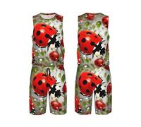 LHBWCVN Ladybug Maillot de basket-ball pour homme 2 pièces avec gilet de basket-ball et short de sport