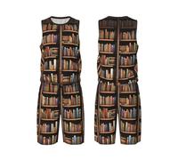 LHBWCVN Library Bookshelf Maillot de basket-ball pour homme 2 pièces avec gilet de basket-ball et short de sport, Noir, Medium-5X-Large