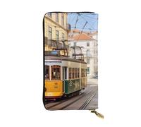 Lhbwcvn Lisbon - Portefeuille de tramway pour homme et femme - Portefeuille en cuir avec blocage RFID - Grande capacité - Porte-cartes de crédit - Étui à monnaie avec fermeture éclair pour téléphone -