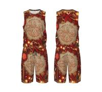 LHBWCVN Maillot de basket-ball 2 pièces pour homme avec gilet de basket-ball Merry Christmas Ornament, noir, 3XL/5XL