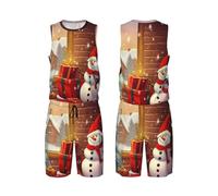 LHBWCVN Maillot de basket-ball Merry Christmas Day pour homme 2 pièces avec gilet de basket-ball et short de sport, Noir, Large-5X-Large