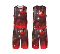 LHBWCVN Maillot de basket-ball Merry Christmas pour homme 2 pièces avec gilet de basket-ball et short de sport