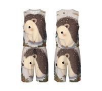 LHBWCVN Maillot de basket-ball mignon petit hérisson pour homme 2 pièces avec gilet de basket-ball et short de sport