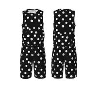 LHBWCVN Maillot de basket-ball noir à pois blancs pour homme 2 pièces avec gilet de basket-ball et short de sport, Noir/blanc, XX-Large-5X-Large