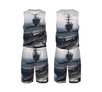 LHBWCVN Maillot de basket-ball pour homme 2 pièces avec gilet de basket-ball et short de sport, noir, 3XL/5XL