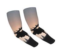 LHBWCVN Manchons de compression Moose Mountain Pine Tree pour homme et femme - Protection solaire UV