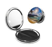LHBWCVN Miroir compact pour sac à main, miroir de maquillage grossissant 1x/2x pour homme et femme, miroir de maquillage pliable pour la plage hawaïenne, mini miroir de courtoisie portable