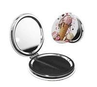 LHBWCVN Miroir compact pour sac à main, miroir de maquillage grossissant 1x/2x pour homme et femme, miroir de maquillage pliable pour crème glacée, mini miroir de courtoisie portable