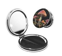LHBWCVN Miroir compact pour sac à main, miroir de maquillage grossissant 1x/2x pour homme et femme, mini miroir de courtoisie pliable en forme de champignon rouge