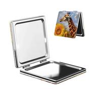 LHBWCVN Miroir compact pour sac à main, miroir de maquillage grossissant x1/2x pour homme et femme, girafe et tournesol, mini miroir de courtoisie pliable, miroir de voyage portable