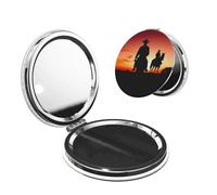 LHBWCVN Miroir compact pour sac à main, miroir de maquillage grossissant x1/2x pour homme et femme, miroir cosmétique de cowboy du Texas, pliable, mini miroir de courtoisie portable
