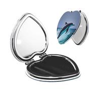 LHBWCVN Miroir compact pour sac à main, miroir de maquillage grossissant x1/2x pour homme et femme, miroir de maquillage pliable en forme de dauphin, mini miroir de courtoisie portable