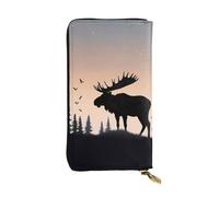 Lhbwcvn Moose Mountain - Portefeuille en cuir pour homme et femme avec blocage RFID, grande capacité, porte-cartes de crédit, porte-monnaie avec fermeture éclair, support de téléphone portable, noir,