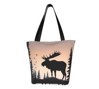 LHBWCVN Moose Mountain Sac fourre-tout pour femme avec poignée sur le dessus, grand sac à main décontracté, sac de courses esthétique, réutilisable, sac d'épicerie, sac de travail, sac de voyage, sac