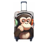 LHBWCVN Music Monkey Housse de bagage pour valise, approuvée TSA, lavable pour valise de 45,7 à 81,3 cm, anti-rayures, housse de bagage de voyage, Noir , M