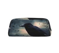 LHBWCVN Night Crow Trousse à crayons de grande capacité en cuir pour homme et femme - Trousse de toilette de voyage avec fermeture éclair - Grande ouverture pour pièces de monnaie, Argent, One Size