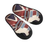 LHBWCVN Pantoufles en mousse à mémoire de forme de guitare avec drapeau britannique pour femme et homme - Pantoufles chaudes et tendance pour chambre à coucher - Chaussures décontractées d'intérieur