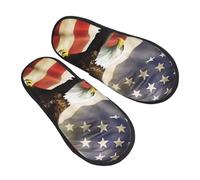 LHBWCVN Pantoufles en mousse à mémoire de forme pour homme et femme - Motif drapeau américain - Chaudes - Tendance - Pour chambre à coucher - Style décontracté - Pour l'intérieur et l'extérieur, Noir