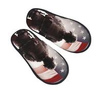 LHBWCVN Pantoufles en mousse à mémoire de forme pour homme et femme - Motif drapeau américain, Noir/blanc, Large Women/Large Men
