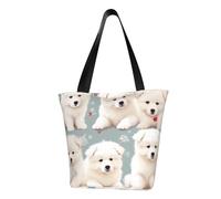 LHBWCVN Petit sac fourre-tout à motif de chiens blancs pour femme, sac à main avec poignée sur le dessus, grand sac besace à bandoulière, sac à main décontracté, sac de courses esthétique, sac