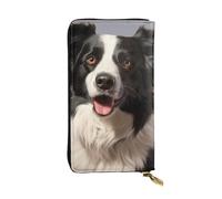 Lhbwcvn Portefeuille Border Collie pour homme et femme - Portefeuille en cuir avec blocage RFID - Grande capacité - Porte-cartes de crédit - Étui pour argent avec fermeture éclair - Support de